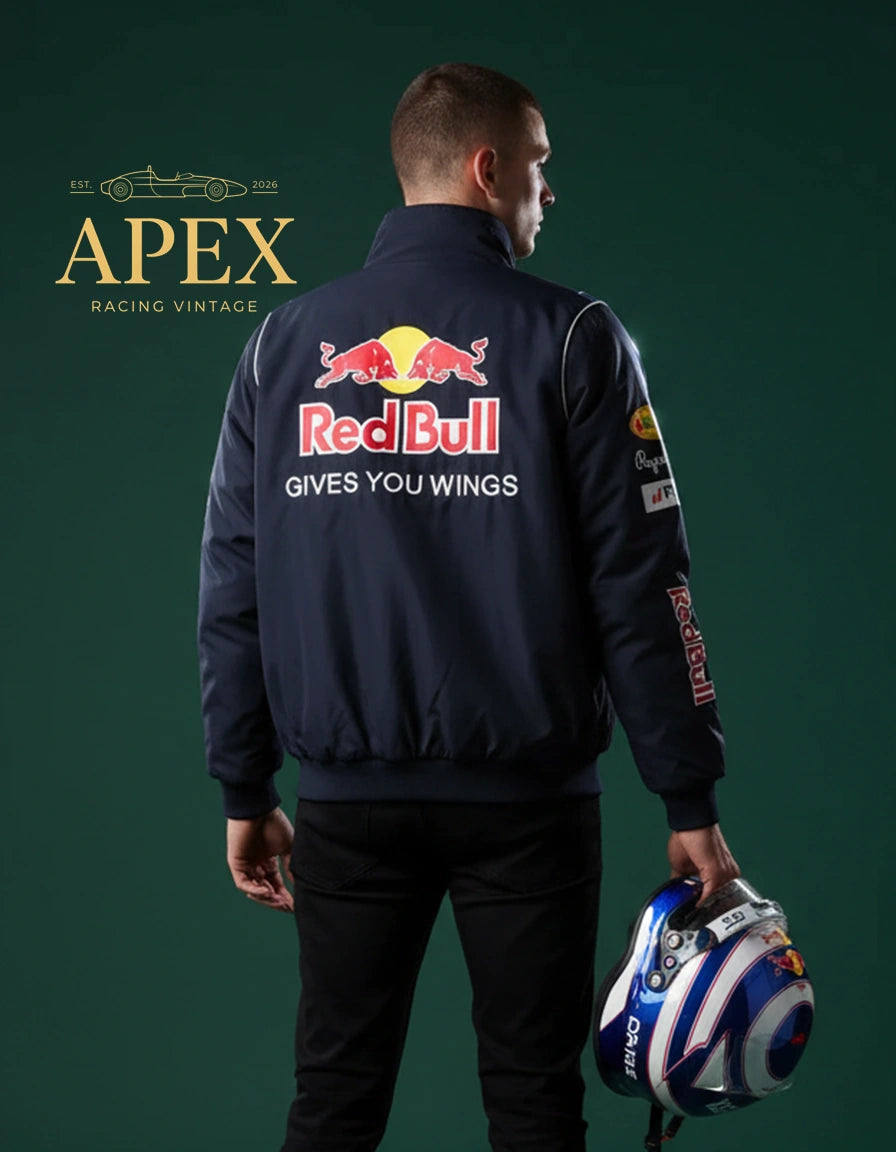 Vintage Black Red Bull F1 Embroidered Padded Hoodie Jacket for Men and Women
