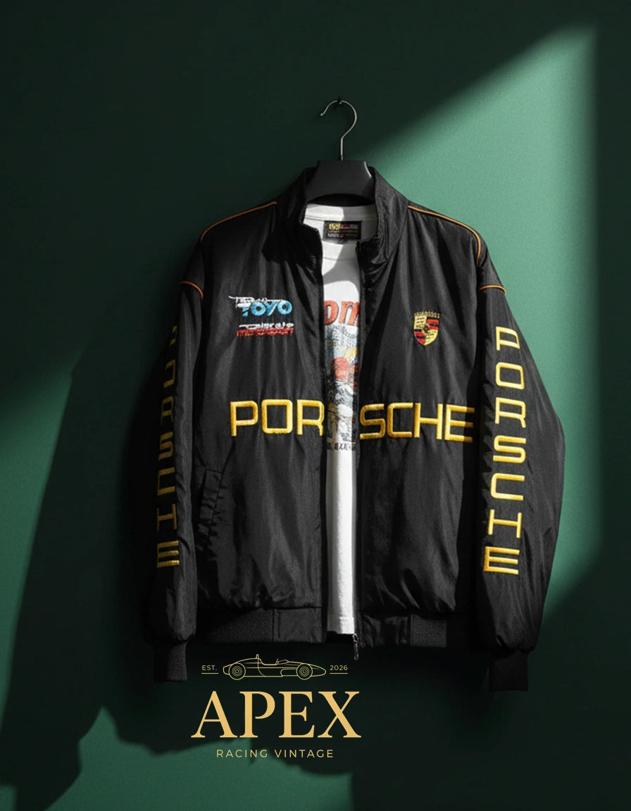 Vintage Inspired Porsche F1 Embroidered Unisex Padded Jacket
