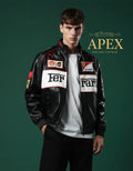 Vintage Inspired Ferrari Leather F1 Jacket with Embroidered Limited Edition Design
