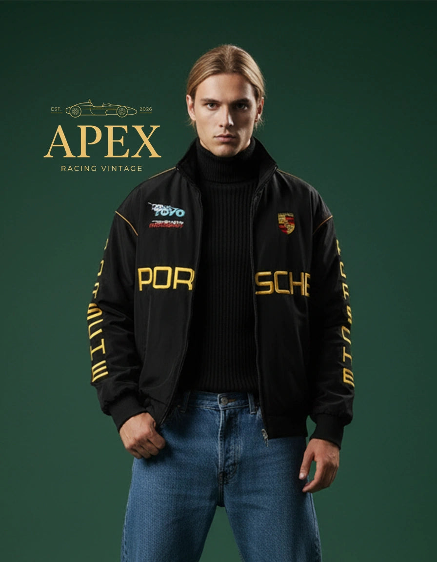 Vintage Inspired Porsche F1 Embroidered Unisex Padded Jacket
