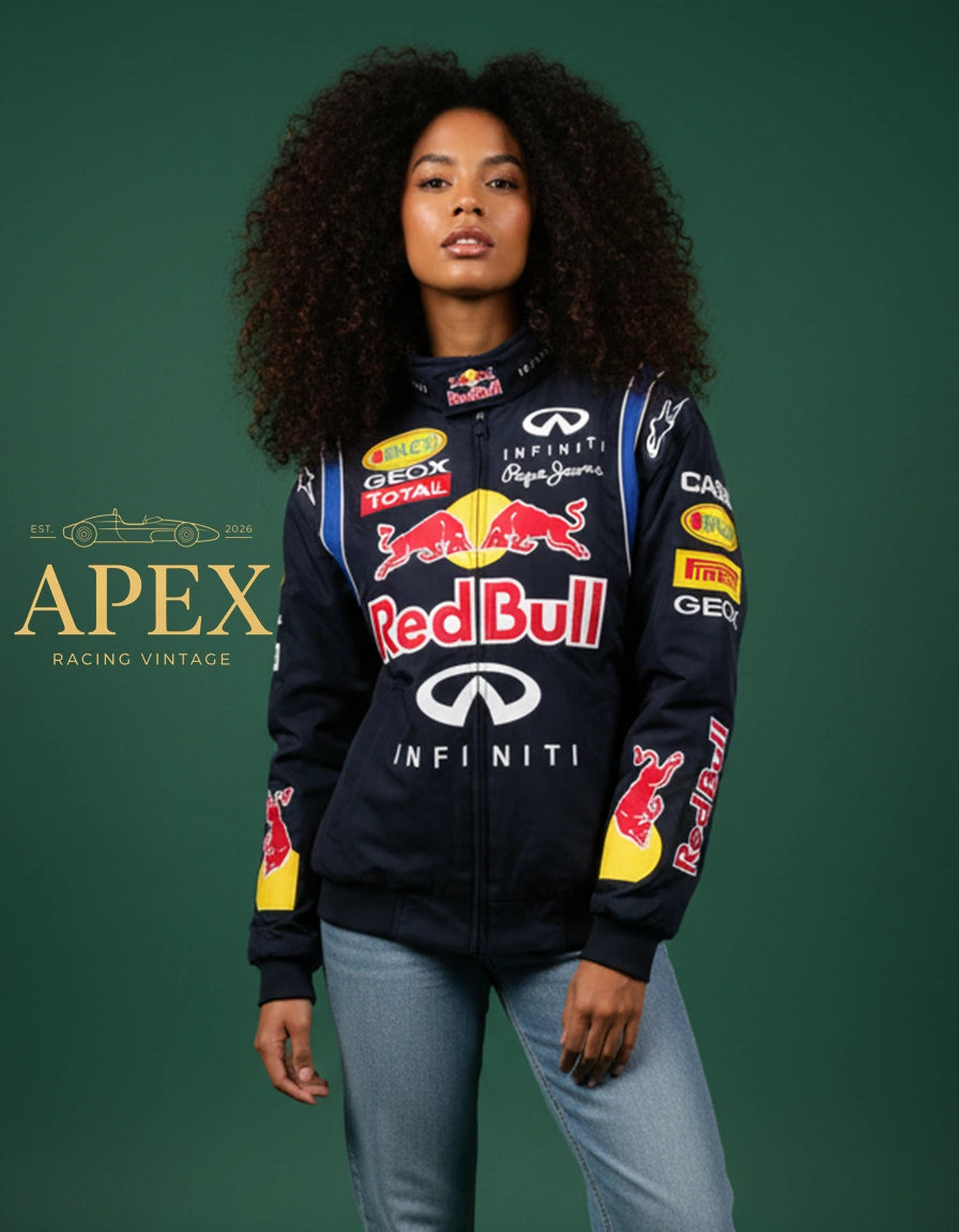 Vintage Black Red Bull F1 Embroidered Padded Hoodie Jacket for Men and Women

