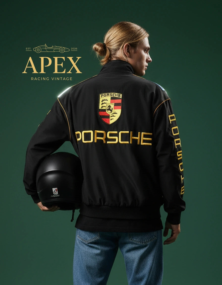 Vintage Inspired Porsche F1 Embroidered Unisex Padded Jacket
