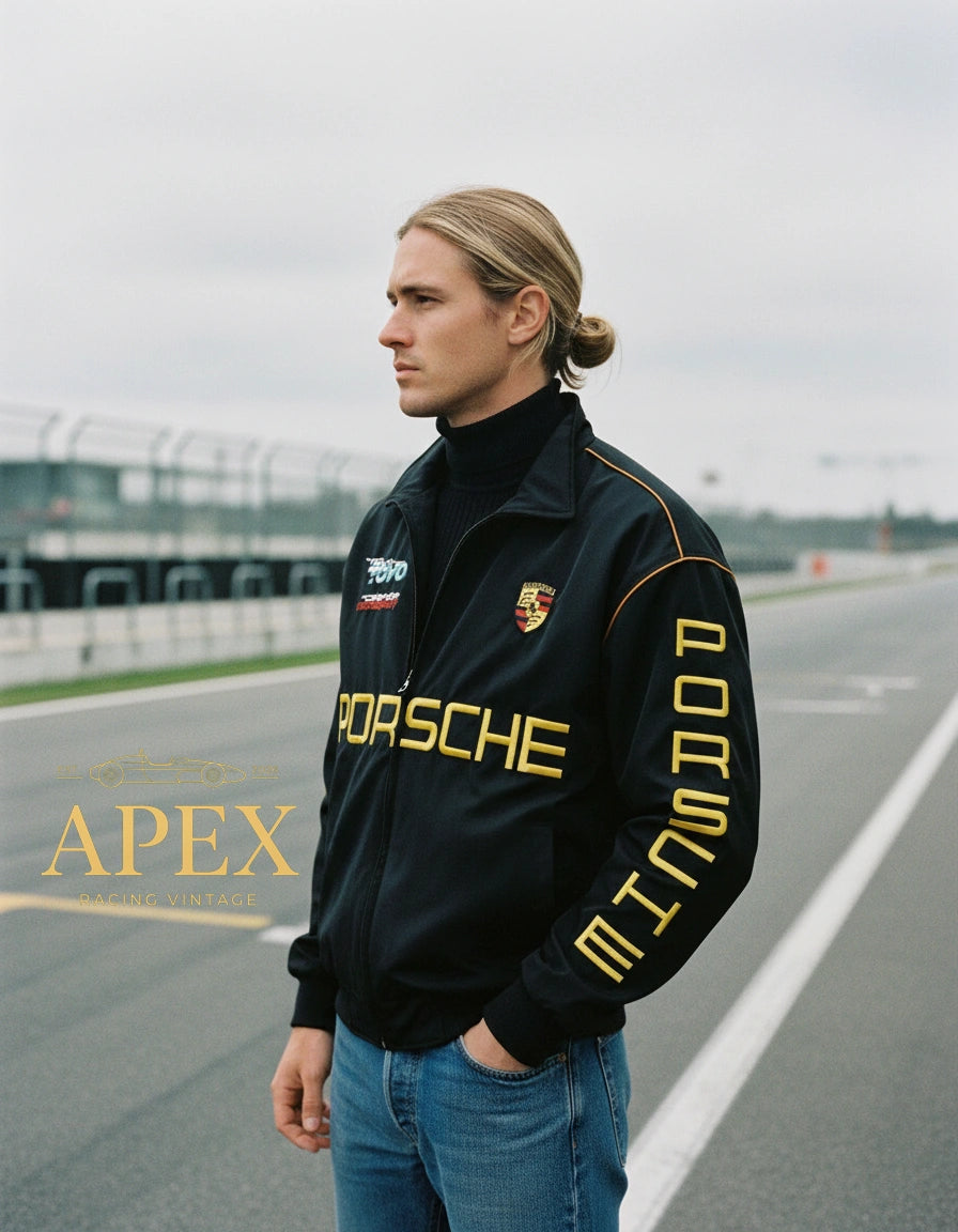 Vintage Inspired Porsche F1 Embroidered Unisex Padded Jacket
