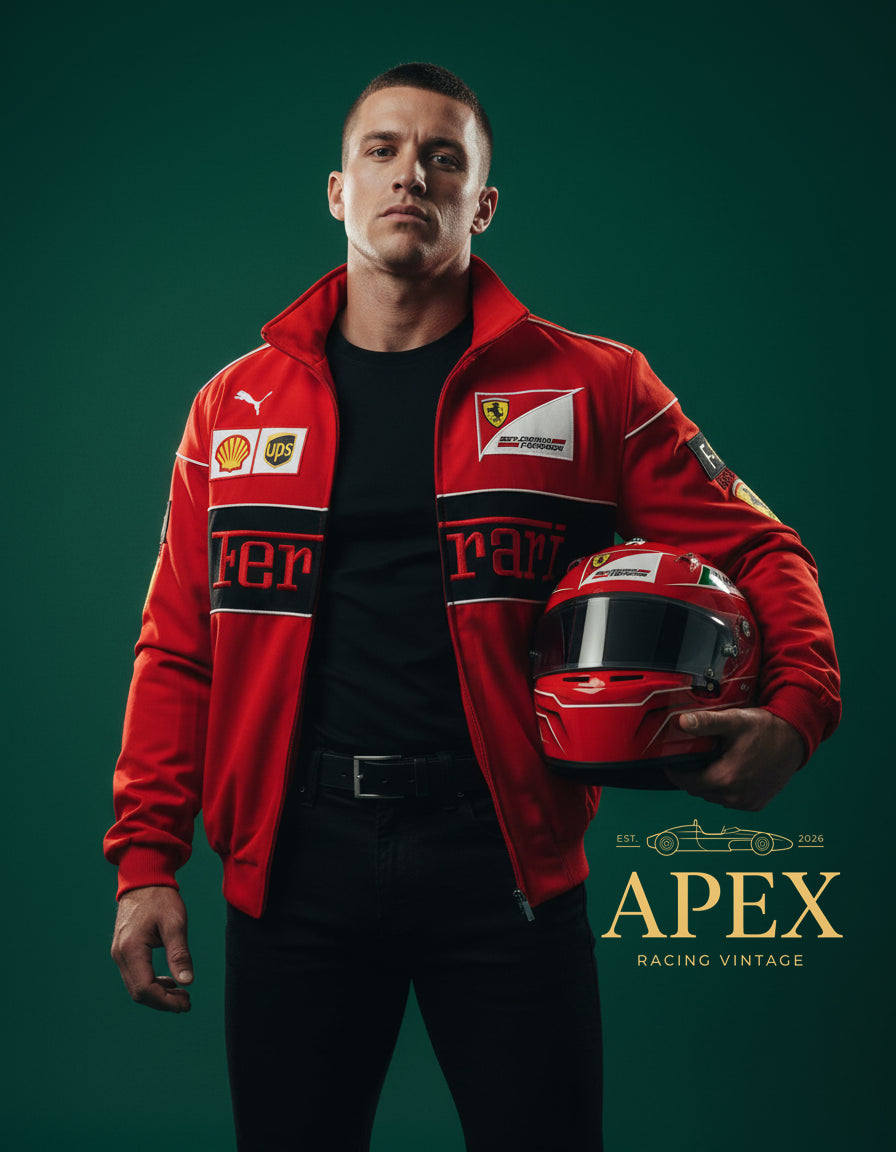 Vintage Red Ferrari Embroidered Stitched Unisex Outdoor Hoodie Jacket for Men and Women
