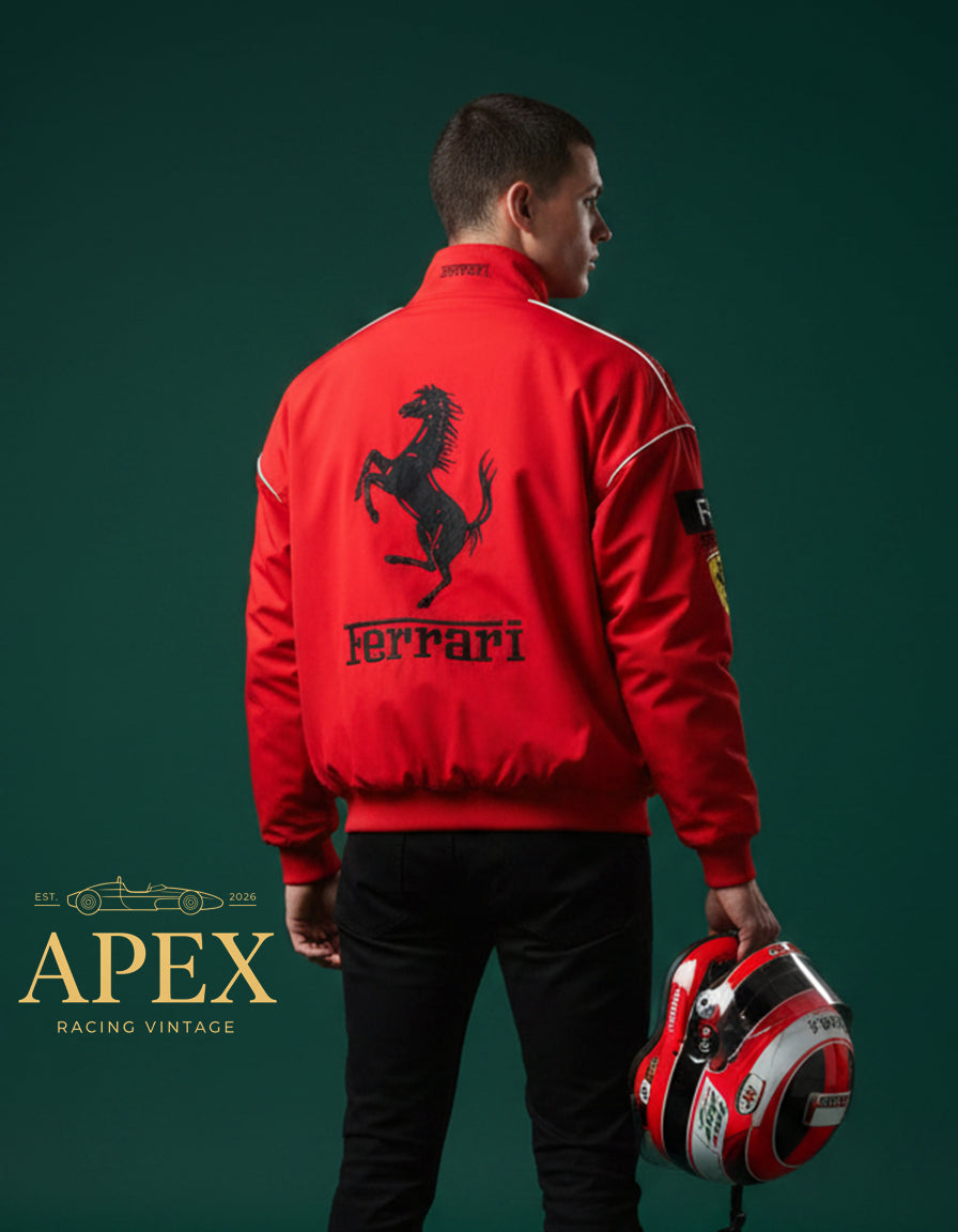 Vintage Red Ferrari Embroidered Stitched Unisex Outdoor Hoodie Jacket for Men and Women
