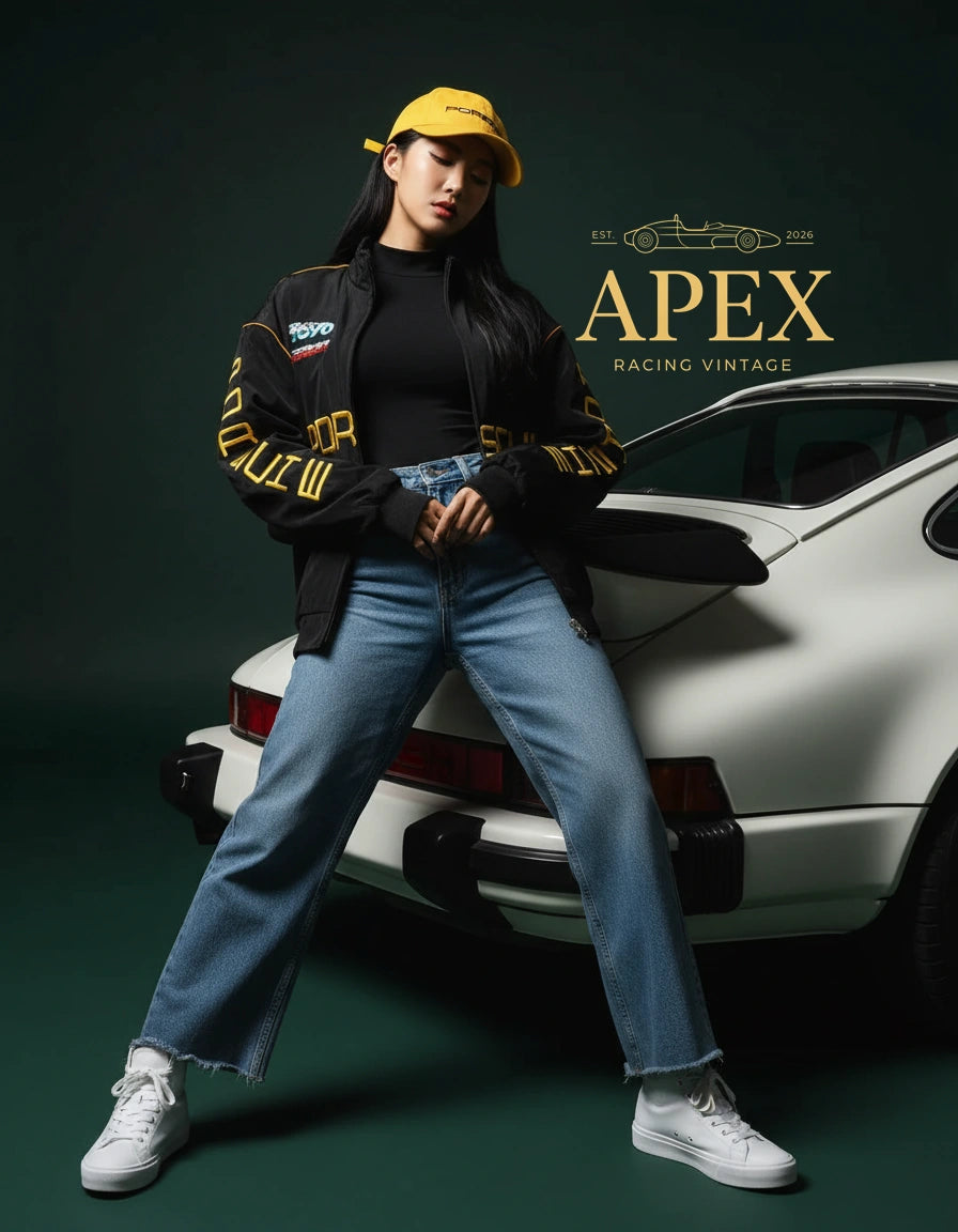 Vintage Inspired Porsche F1 Embroidered Unisex Padded Jacket
