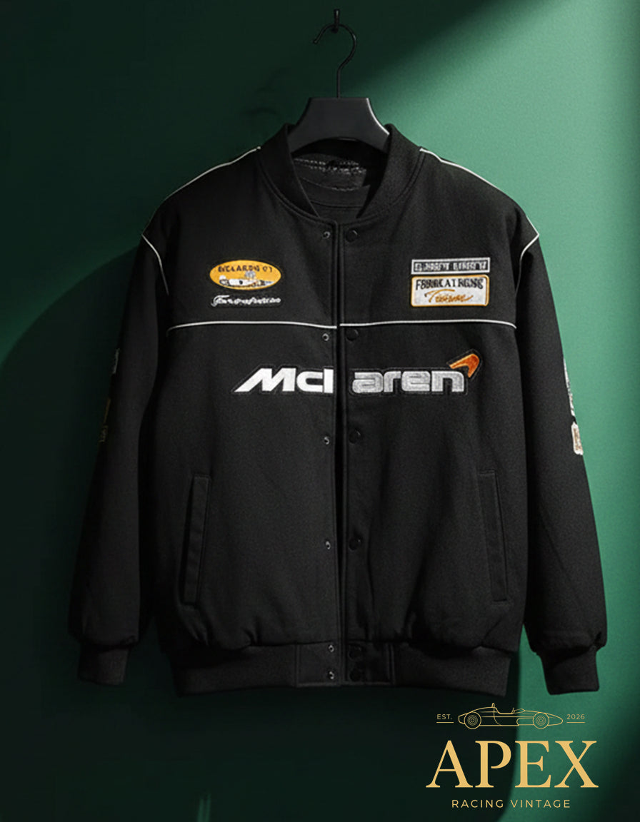Vintage Inspired McLaren F1 Embroidered Unisex Jacket with Padded Interior
